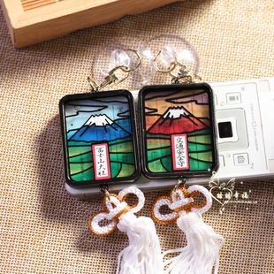 2026限定日本富士山大社油画交通安全御守保平安一路顺风汽车挂件