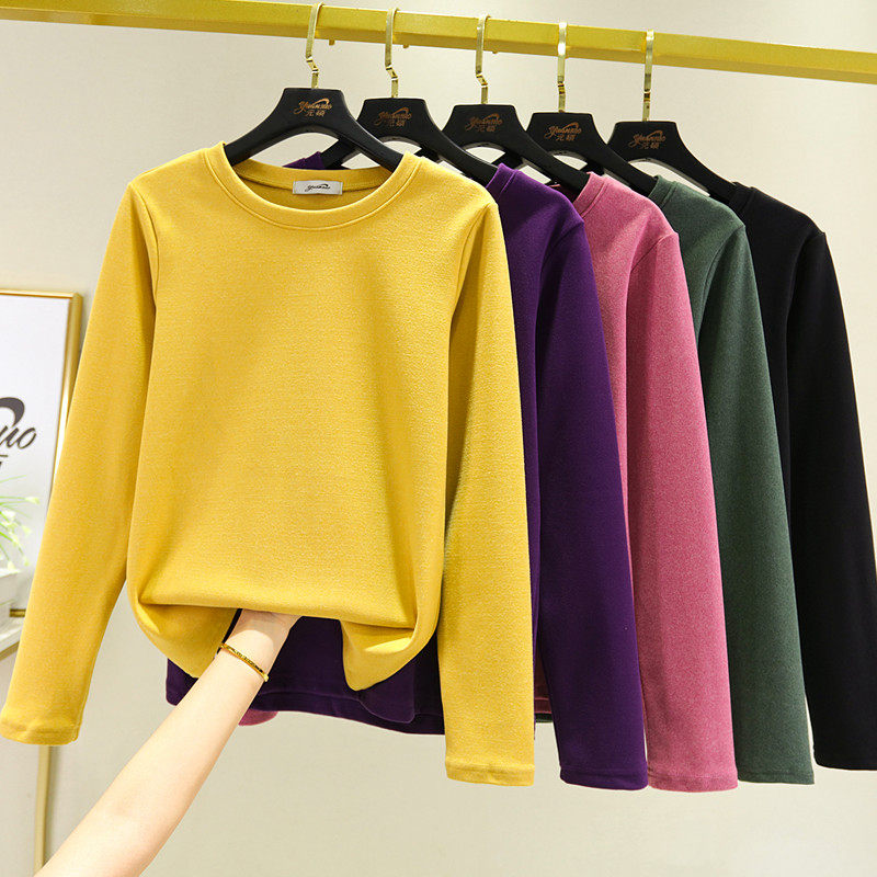 德绒圆领打底衫女士秋冬双面绒保暖长袖T恤纯色内搭大码贴身上衣,女装/女士精品,T恤,淘宝优惠券,粉丝福利购,淘宝优惠卷