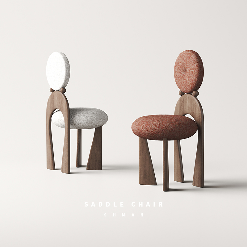 法式复古实木餐椅羊羔绒高靠背