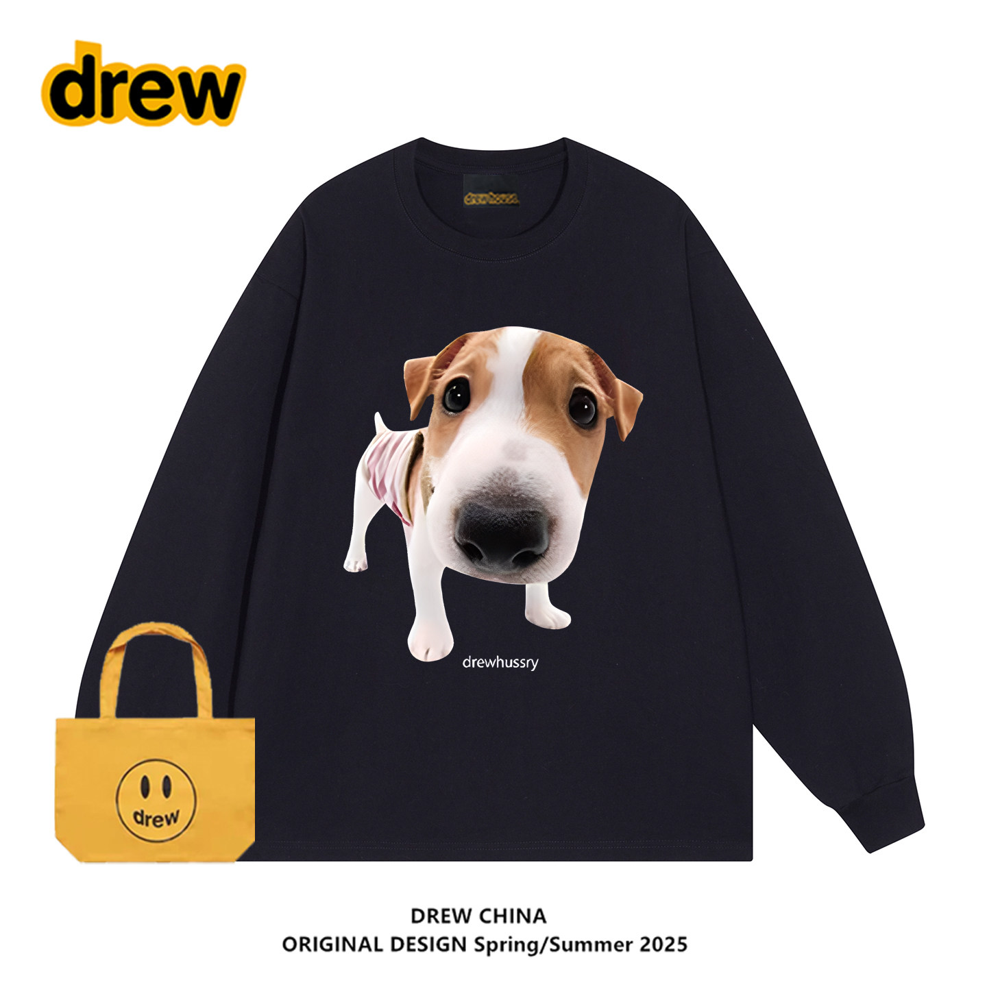 drew潮牌恶搞可爱小狗印花T恤