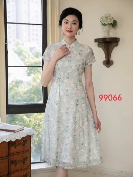 秀丽华服99066 年轻妈妈装 蕾丝旗袍裙