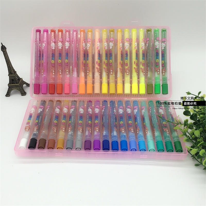 包邮爱好68022旋转油画棒幼儿园画画12/18/24/36色绘画旋转蜡笔