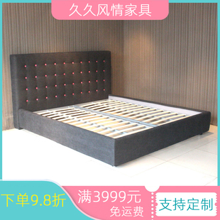 现代时尚 1.8 2000高靠背软床 1500 灰色双人床 2布艺床来图定制