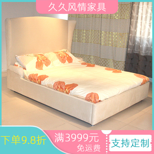 现代时尚 1800 简约1.5 高靠背床 布床多色选 2000双人床来图定制