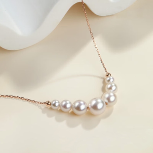 Akoya海水珍珠项链18K金微笑路路通锁骨链生日礼物情人节送女友