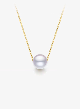 AKOYA海水珍珠吊坠项链18K金珍珠路路通链时尚百搭送女友礼物