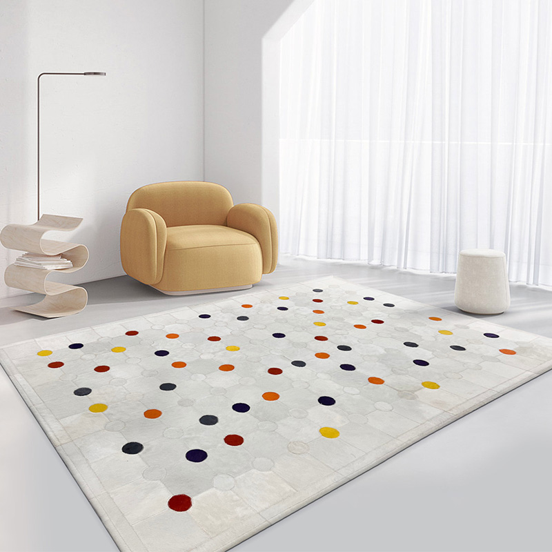 客厅卧室拼接地毯轻奢维度牛皮