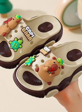卡皮巴拉儿童凉拖鞋夏季卡通可爱男女童宝宝防滑软底沙滩一字拖鞋