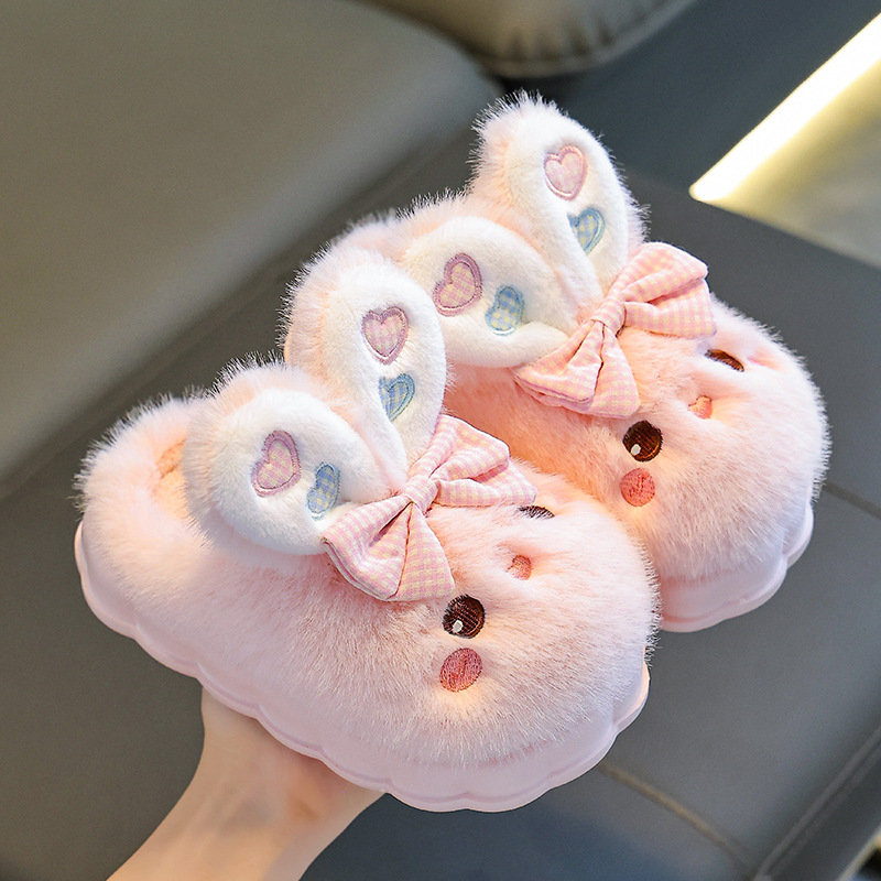 儿童棉拖鞋冬男女童2025新款踩屎感防滑保暖加绒毛毛可爱宝宝棉