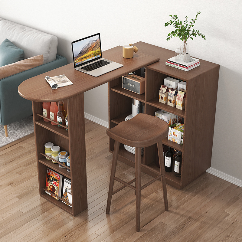 吧台桌可储物半圆长条桌