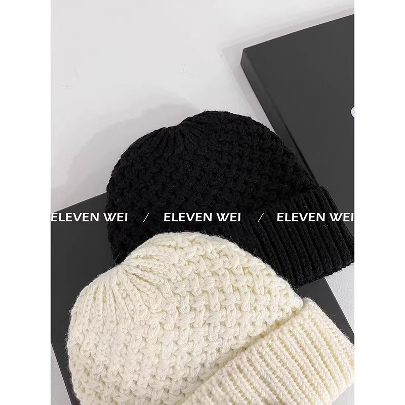 明星同款 2025新款菱格针织保暖羊毛线帽女加厚帽子显脸小保暖帽