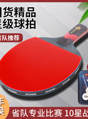 乒乓球拍专业级单拍十星直拍横拍碳素六星进攻比赛高弹球拍正品