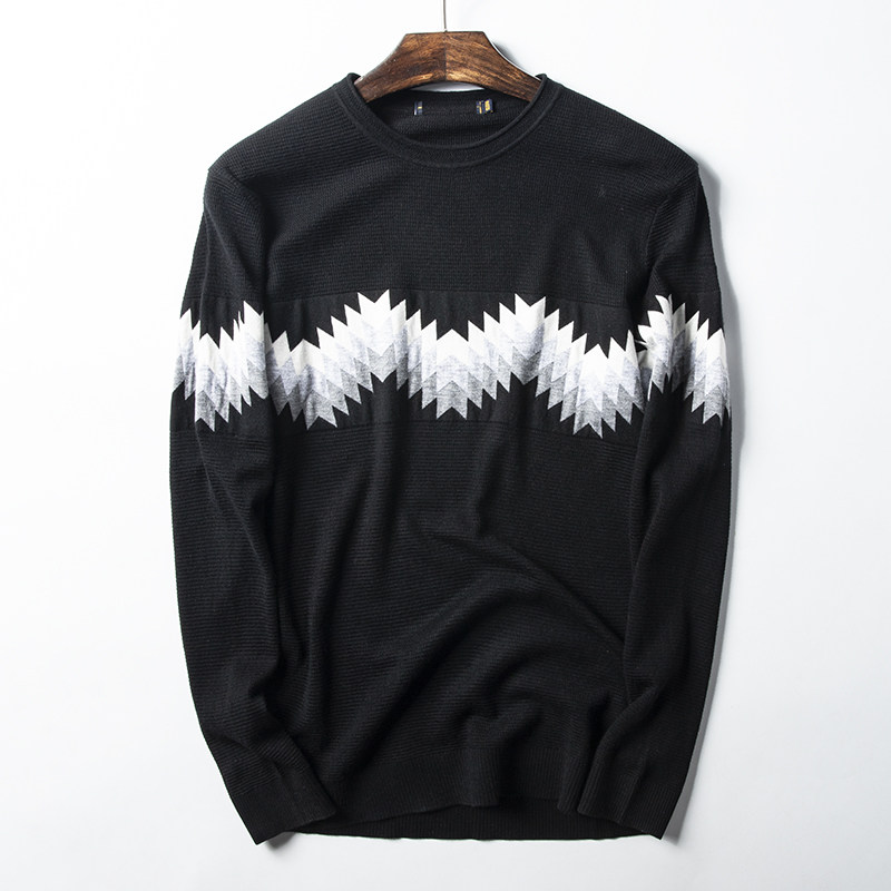 恰到好处的弹力 秋季新品圆领针织衫男时尚潮牌提花休闲薄毛衣潮在类目 男装, 针织衫/毛衣中 - 来自Buy2taobao.com提供专业的淘宝代购服务