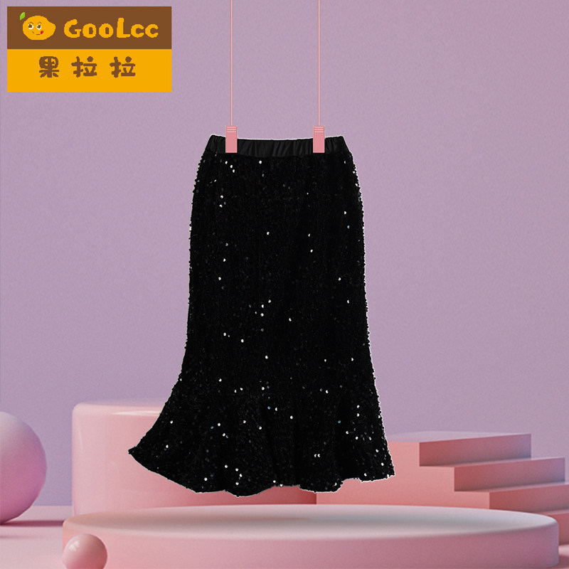 小香风女童半身裙儿童亮片包臀裙子中大童洋气鱼尾裙直筒长裙秋冬,童装/婴儿装/亲子装,半身裙,淘宝优惠券,粉丝福利购,淘宝优惠卷