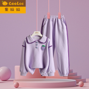 儿童女宝宝卫衣裤 两件套春秋装 女童运动服套装 加绒加厚过年服冬季