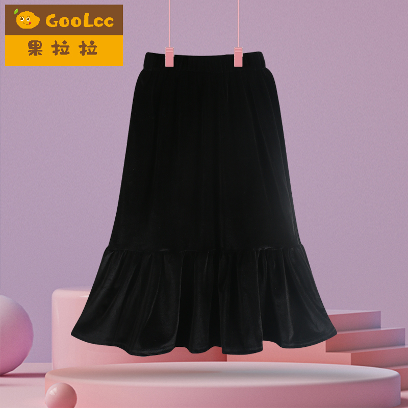 果拉拉儿童春秋丝绒显瘦半身裙