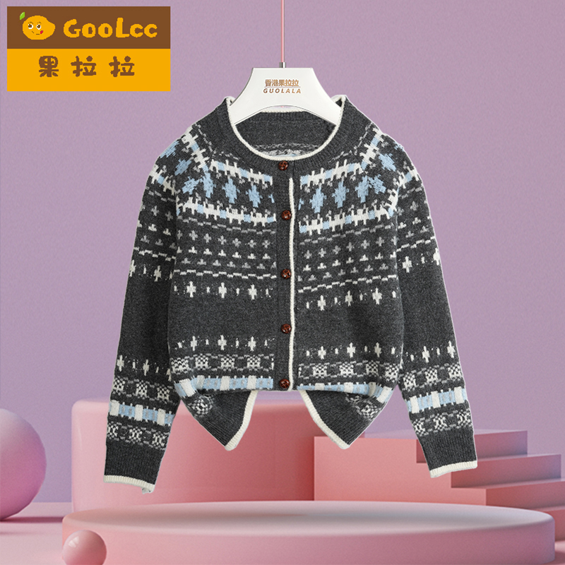 果拉拉儿童毛衣秋冬加厚外套