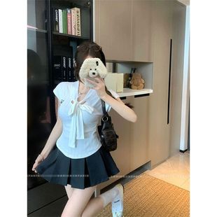 上衣 红人馆短袖 t恤女2025新款 夏季 白色正肩巨好看轻熟小众不撞款