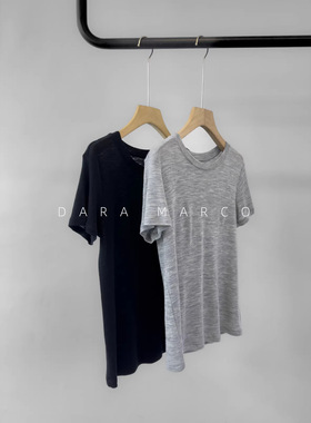 简约休闲2026s春夏女装 全羊毛圆领短袖针织衫打底上衣