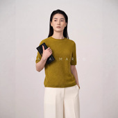 休闲2026s春夏新品 打底衫 女针织极简修身 轻盈0压超细羊毛混纺短袖