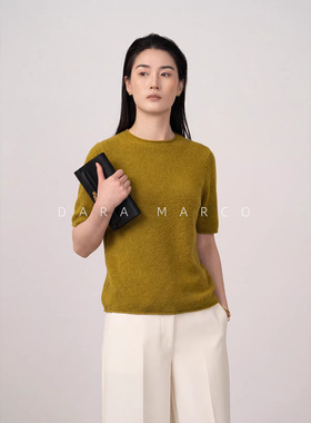 轻盈0压超细羊毛混纺短袖女针织极简修身打底衫休闲2026s春夏新品