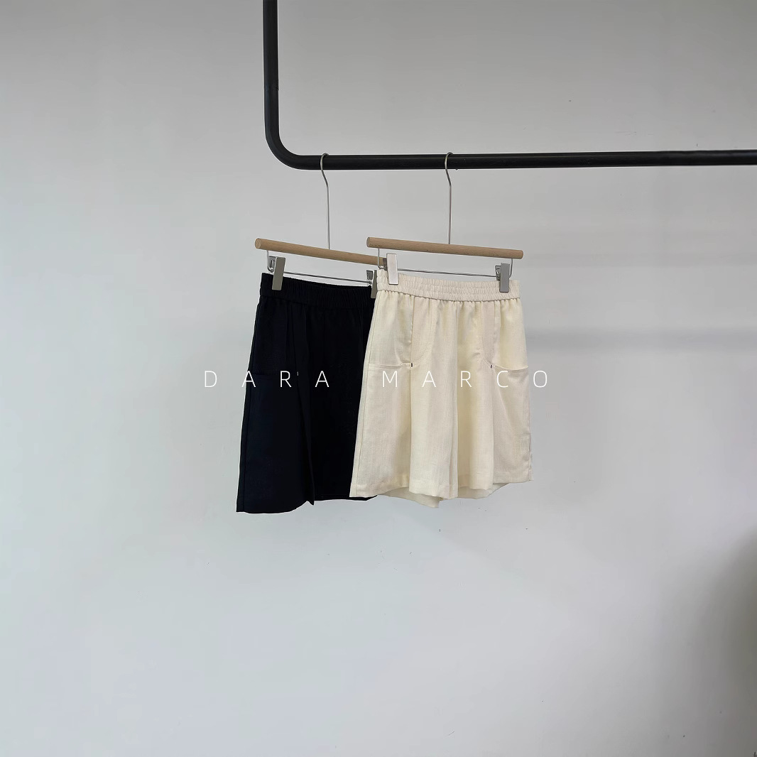 Z家 夏高级感显瘦亚麻混纺软糯百慕大休闲短裤藏肉凉感干爽短裤女