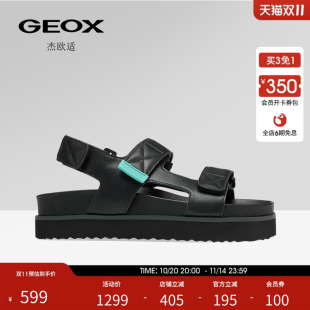 女鞋 GEOX杰欧适2025夏季 拖鞋 品牌感撞色舒适透气休闲皮凉鞋 新款