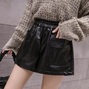 加大码 皮裤 pu皮裤 a字裤 女 女200斤高腰显瘦百搭宽松阔腿裤 秋冬新款