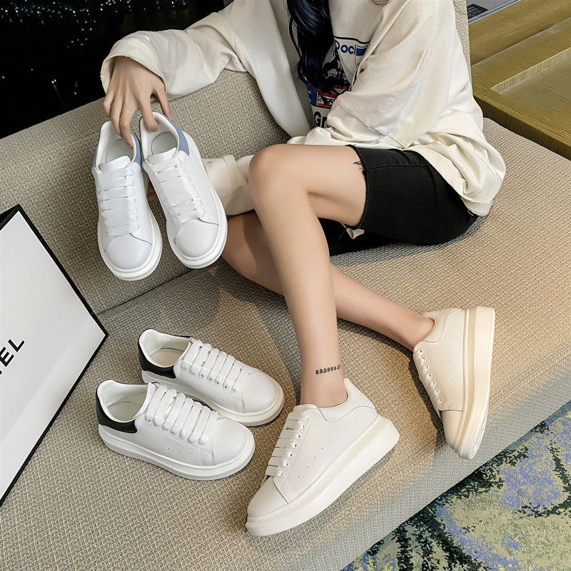 真皮厚底小白鞋女款2026新款春季情侣鞋子女男百搭小个子增高女鞋