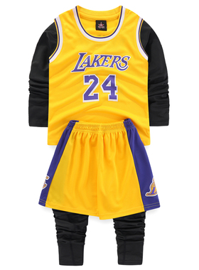 儿童科比24号球衣男女童春秋冬篮球服4件套长袖训练服Kobe Bryant