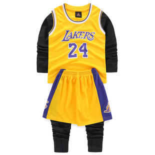 儿童科比24号球衣男女童春秋冬篮球服4件套长袖训练服Kobe Bryant