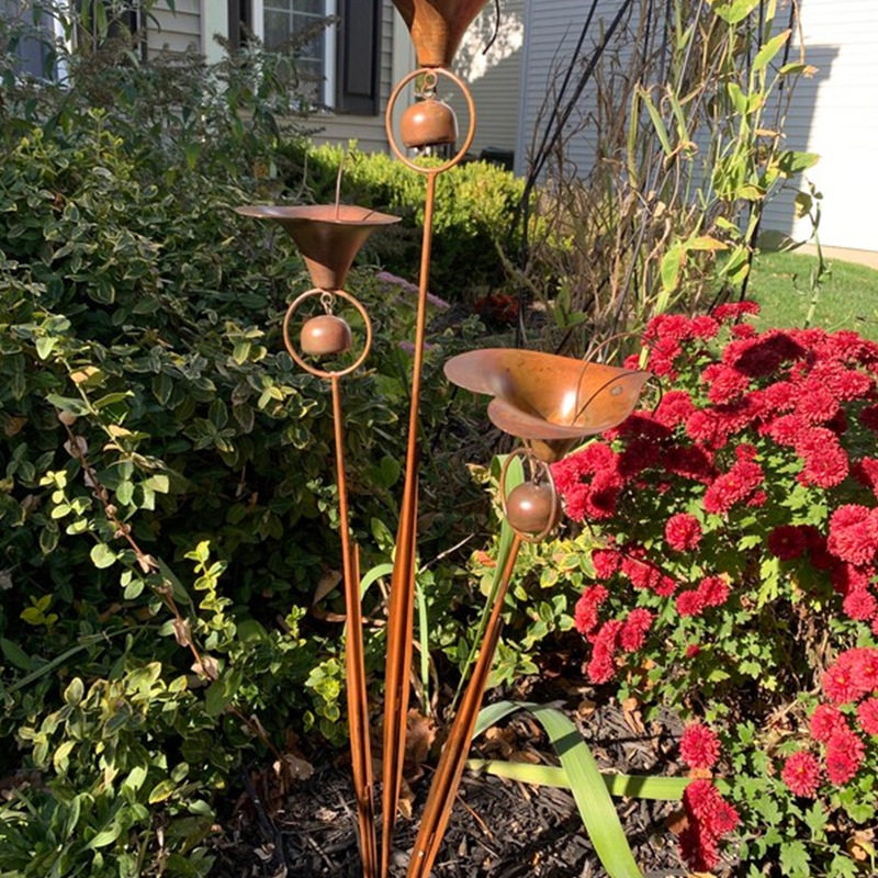 欧式复古马蹄莲花配铃铛铁艺户外百合花卉装饰别墅庭院花园摆件