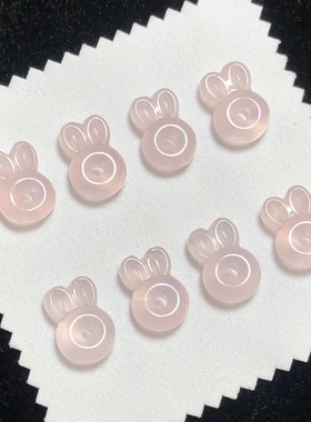 天然粉水晶兔子平安扣DIY编绳绕线镶嵌手链项链玉兔吊坠手工配件