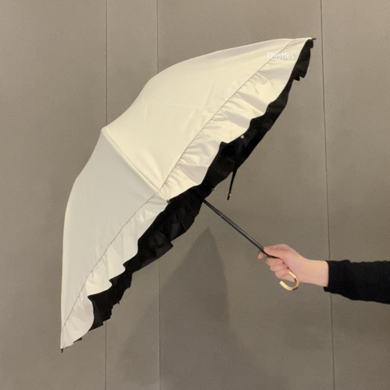 日本进口彩胶鸟笼拱形刺绣晴雨伞