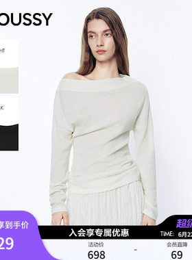 MOUSSY 2026春季新品温柔优雅风修身一字领针织衫女031JSA70-1002