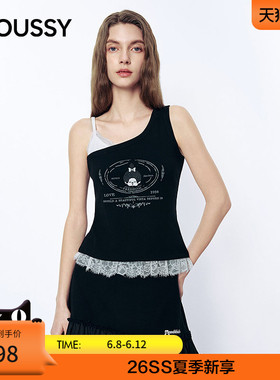 MOUSSY&Monchhichi合作款2026夏季新品蕾丝拼接吊带028JSZ01-1003