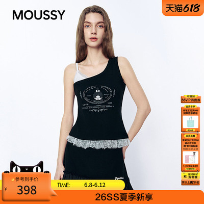 MOUSSY&Monchhichi合作款2026夏季新品蕾丝拼接吊带028JSZ01-1003