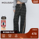 2281 028IS930 明星同款 MOUSSY学院风侧缝双条纹格纹休闲裤
