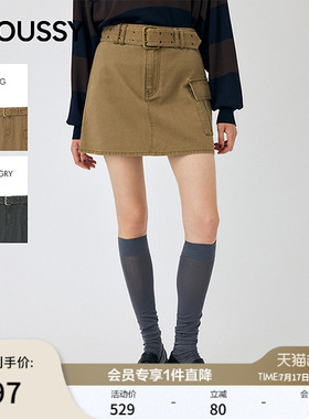 MOUSSY春季新品甜酷辣妹风A字大口袋半身短裙010IA431-2011