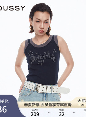 MOUSSY 夏季新品摇滚风顶珠图案假两件吊带背心028HAZ90-0531