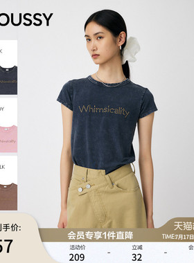 MOUSSY春季新品休闲风正肩圆领修身短袖T恤女010IA290-7621