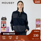 MOUSSY春季 8551 慵懒感毛衣010HAA70 新品 撞色条纹绑带翻领针织衫