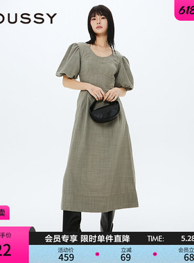 MOUSSY 春季法式优雅甜美泡泡袖系带连衣裙010HS233-0141