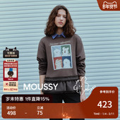 MOUSSY潦草小狗系列秋季 1035 T恤女028IAA01 新品 休闲风印花长袖