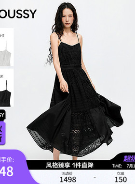 MOUSSY 2026夏季新品法式温柔风蕾丝镂空吊带连衣裙028JSZ33-1014
