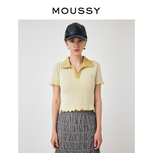 夏季 MOUSSY T恤女010GAL90 甜美可爱小刺绣针织短袖 5320 新品