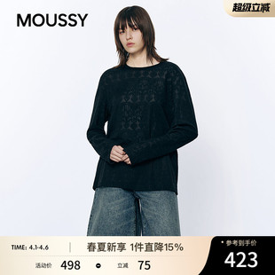 女028JSC80 MOUSSY 1022 针织衫 慵懒性感暗纹圆领长袖 2026春季 新品