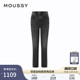 春季 女010HAA12 新品 牛仔裤 5911 做旧感水洗黑色铅笔裤 MOUSSY