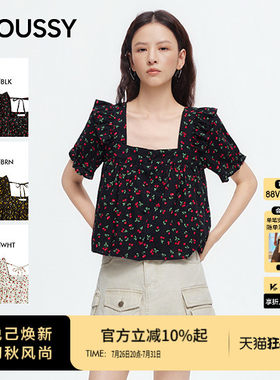 MOUSSY 2026夏季新品日系清新樱桃碎花方领短袖衬衫028JSA30-1090
