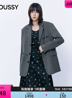 MOUSSY 2026春季新品甜酷风蝴蝶结拼接休闲西装外套028JSA30-1014